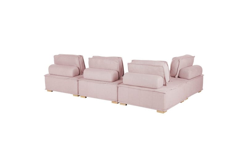 Hörnsoffa Beliani Tibro Beige/ljust trä Blush Pink||Light colored wood - Møbler - Sofaer - Modulsofaer - Komplet modulsofa
