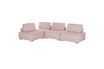 Hörnsoffa Beliani Tibro Beige/ljust trä Blush Pink||Light colored wood - Møbler - Sofaer - Modulsofaer - Komplet modulsofa