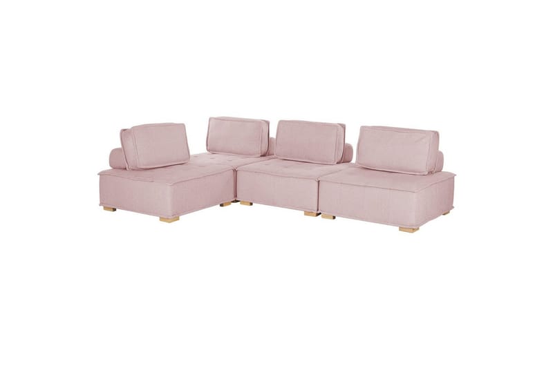 Hörnsoffa Beliani Tibro Beige/ljust trä Blush Pink||Light colored wood - Møbler - Sofaer - Modulsofaer - Komplet modulsofa