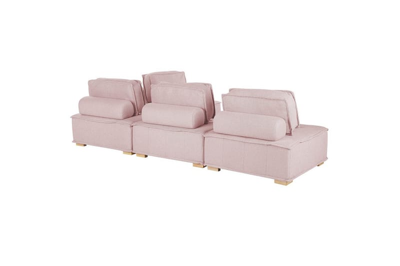 Hörnsoffa Beliani Tibro Beige/ljust trä Blush Pink||Light colored wood - Møbler - Sofaer - Modulsofaer - Komplet modulsofa
