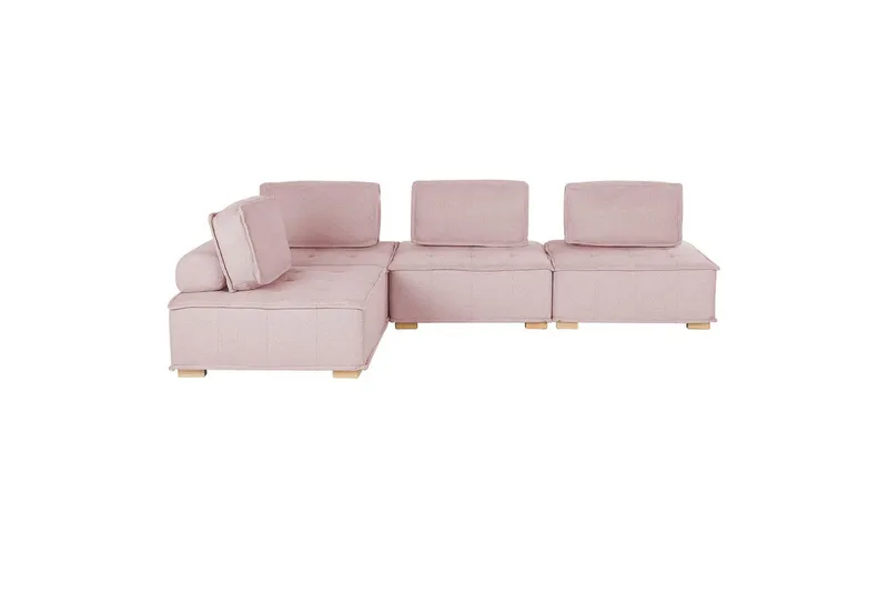 Hörnsoffa Beliani Tibro Beige/ljust trä Blush Pink||Light colored wood - Møbler - Sofaer - Modulsofaer - Komplet modulsofa