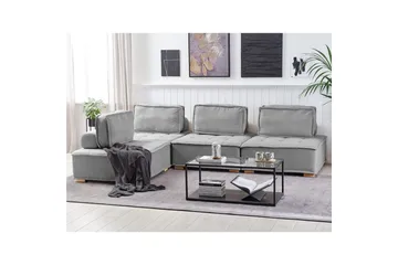 Hörnsoffa Beliani Tibro Beige/ljust trä Light grey||Light colored wood - Møbler - Sofaer - Modulsofaer - Komplet modulsofa