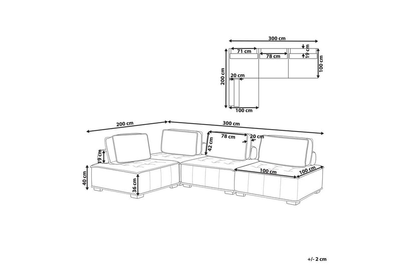 Hörnsoffa Beliani Tibro Beige/ljust trä Light grey||Light colored wood - Møbler - Sofaer - Modulsofaer - Komplet modulsofa