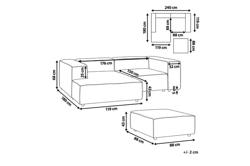 Hörnsoffa med fotpall Beliani Aprica Beige - Møbler - Sofaer - Modulsofaer - Komplet modulsofa