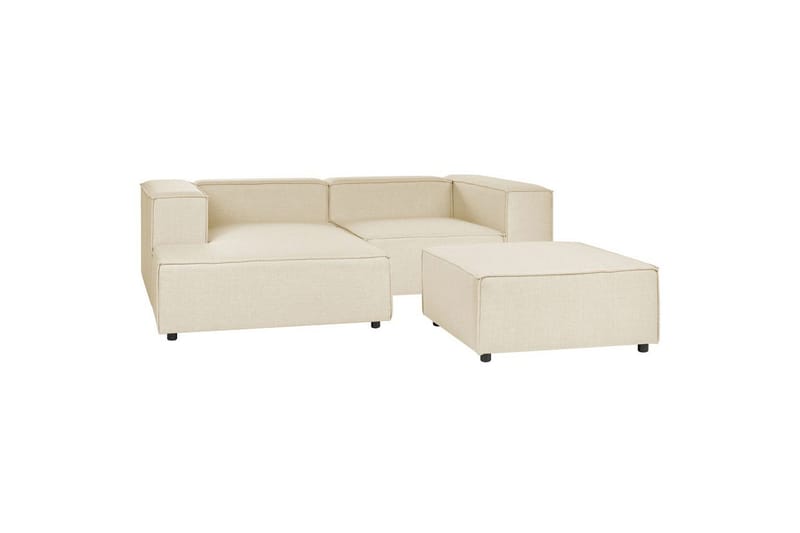 Hörnsoffa med fotpall Beliani Aprica Beige - Møbler - Sofaer - Modulsofaer - Komplet modulsofa
