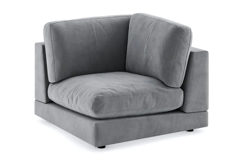 Arken 1-personers Hjørnemodul i Fløjl - Lysegrå - Møbler - Sofaer - Modulsofaer - Hjørnemodul