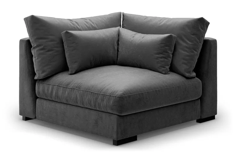 Dubai Hjørnemodul Velour Ekstra Dyb - Mørkegrå - Møbler - Sofaer - Modulsofaer - Hjørnemodul