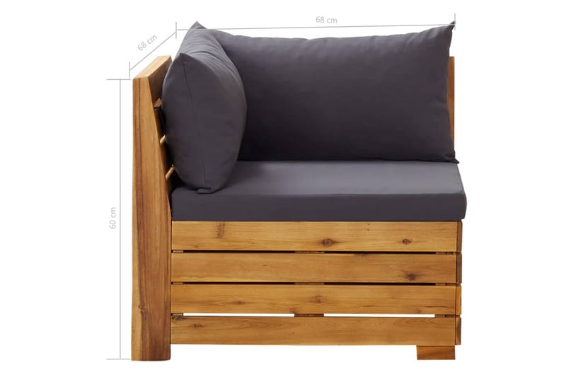 Hjørnedel Til Sofa Med Hynder Massivt Akacietræ - Brun - Havemøbler - Loungemøbler - Loungesofaer