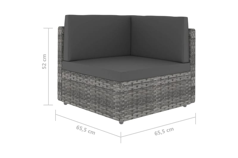 Hjørnedel Til Sofa Polyrattan Grå - Grå - Havemøbler - Loungemøbler - Loungesofaer