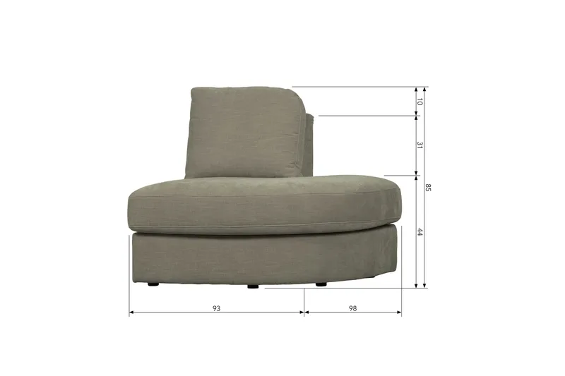 Kielstra Hjørnemodul Højre - Varmgrå - Møbler - Sofaer - Modulsofaer - Hjørnemodul