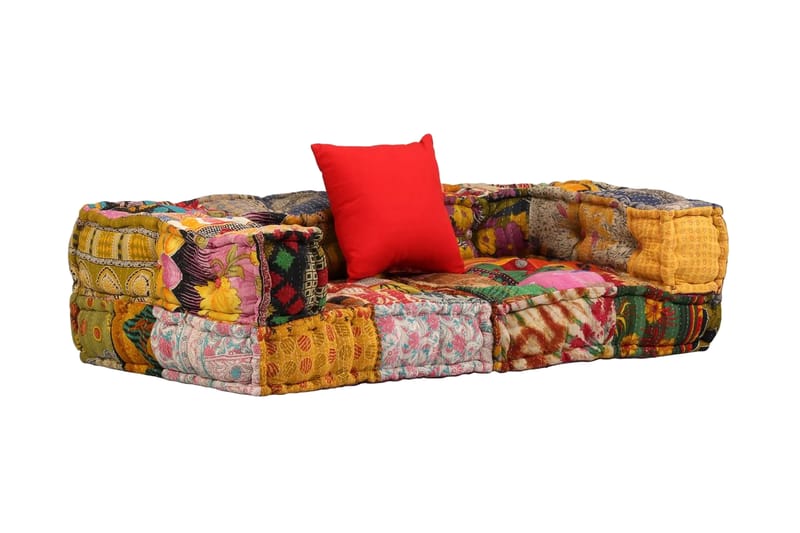 2-Personers Modulsofa Med Armlæn Stof Patchwork - Flerfarvet - Møbler - Sofaer - Modulsofaer - Komplet modulsofa