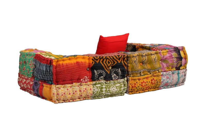 2-Personers Modulsofa Med Armlæn Stof Patchwork - Flerfarvet - Møbler - Sofaer - Modulsofaer - Komplet modulsofa
