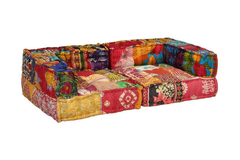 2-Personers Modulsofa Med Armlæn Stof Patchwork - Flerfarvet - Møbler - Sofaer - Modulsofaer - Komplet modulsofa