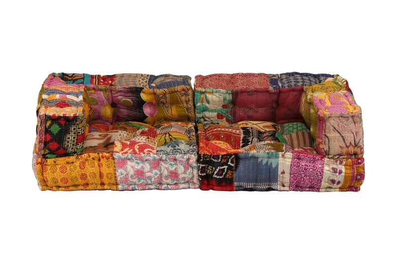 2-Personers Modulsofa Med Armlæn Stof Patchwork - Flerfarvet - Komplet modulsofa