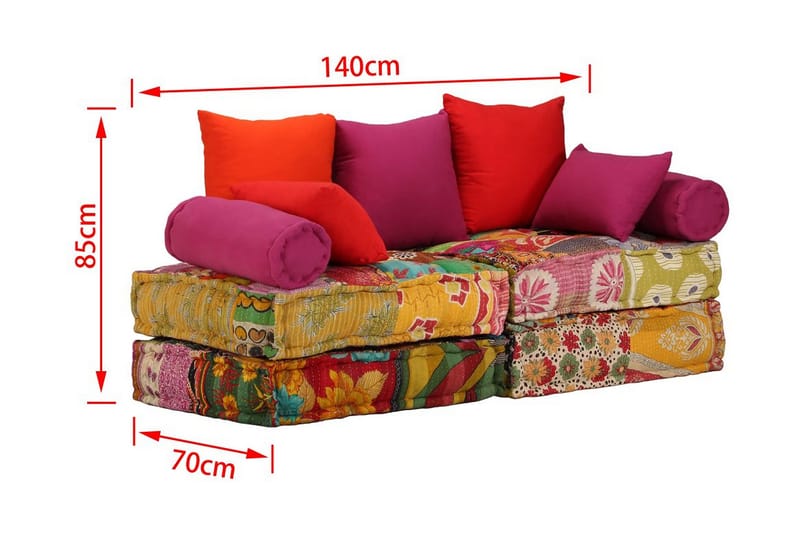 2-Personers Modulsovesofa Stof Patchwork - Flerfarvet - Komplet modulsofa