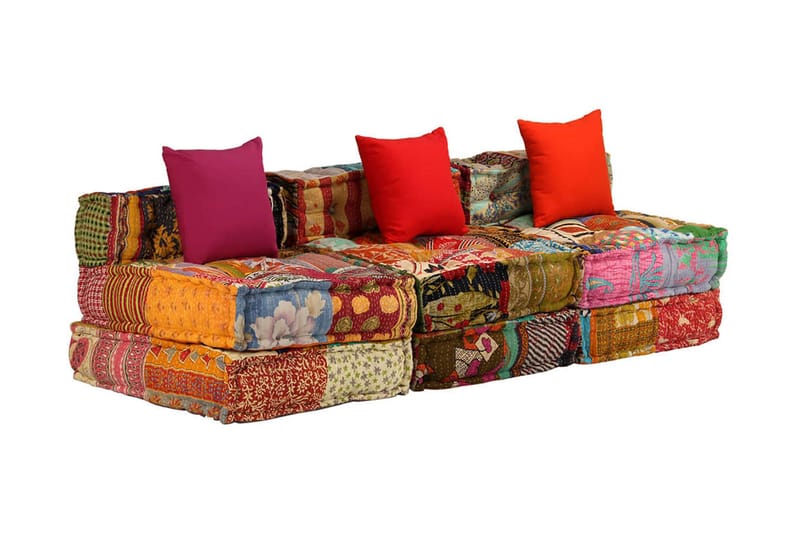 3-Personers Modulsovesofa Stof Patchwork - Flerfarvet - Komplet modulsofa