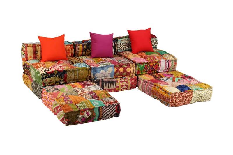 3-Personers Modulsovesofa Stof Patchwork - Flerfarvet - Komplet modulsofa