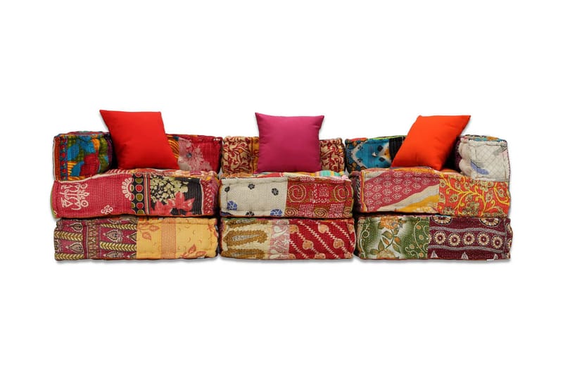 3-Personers Modulsovesofa Stof Patchwork - Flerfarvet - Komplet modulsofa