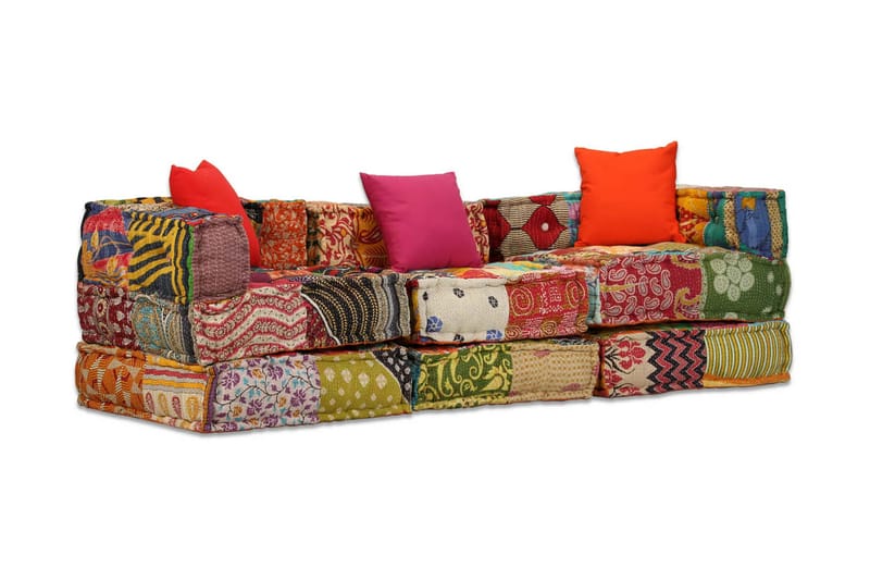 3-Personers Modulsovesofa Stof Patchwork - Flerfarvet - Møbler - Sofaer - Modulsofaer - Komplet modulsofa
