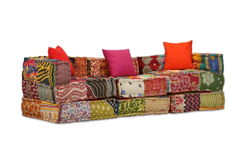 3-Personers Modulsovesofa Stof Patchwork - Flerfarvet - Komplet modulsofa