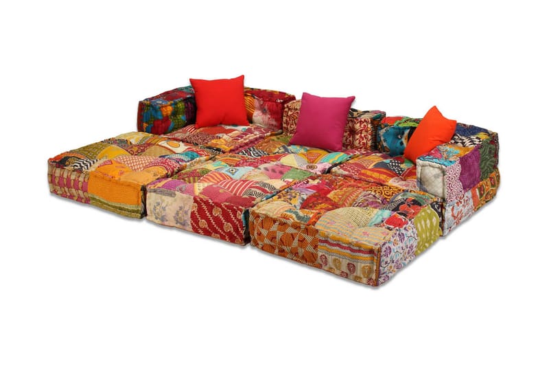 3-Personers Modulsovesofa Stof Patchwork - Flerfarvet - Møbler - Sofaer - Modulsofaer - Komplet modulsofa
