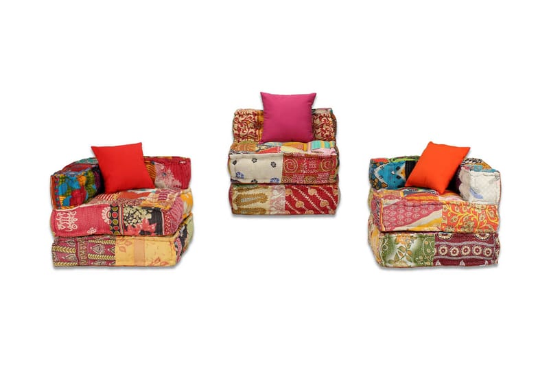3-Personers Modulsovesofa Stof Patchwork - Flerfarvet - Møbler - Sofaer - Modulsofaer - Komplet modulsofa