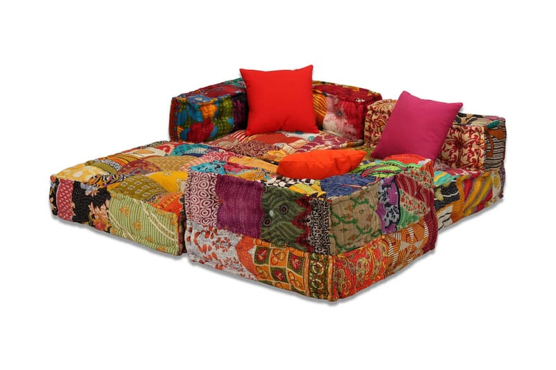 3-Personers Modulsovesofa Stof Patchwork - Flerfarvet - Møbler - Sofaer - Modulsofaer - Komplet modulsofa