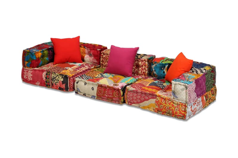 3-Personers Modulsovesofa Stof Patchwork - Flerfarvet - Møbler - Sofaer - Modulsofaer - Komplet modulsofa