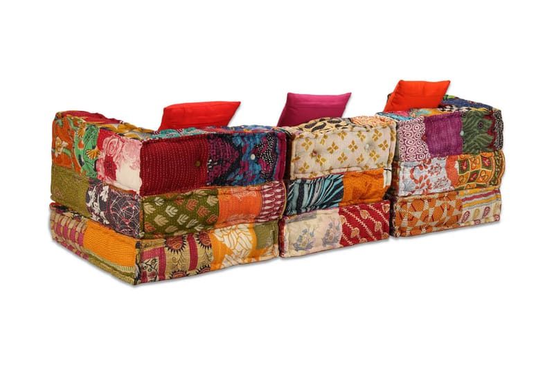 3-Personers Modulsovesofa Stof Patchwork - Flerfarvet - Møbler - Sofaer - Modulsofaer - Komplet modulsofa