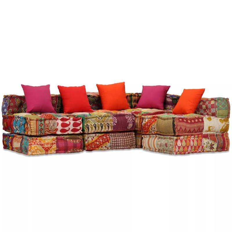 4-Personers Modulsovesofa Stof Patchwork - Flerfarvet - Møbler - Sofaer - Modulsofaer - Komplet modulsofa