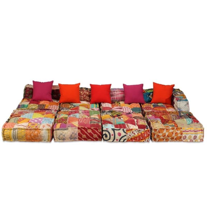 4-Personers Modulsovesofa Stof Patchwork - Flerfarvet - Møbler - Sofaer - Modulsofaer - Komplet modulsofa