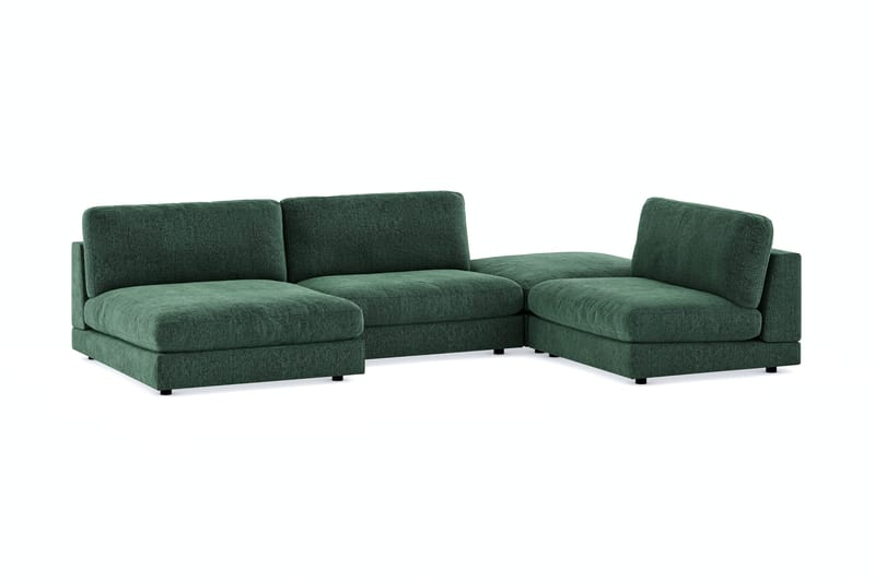 Arken 6-personers U-formet Modulsofa + Fodskammel i Fløjl - Mørkegrøn - Møbler - Sofaer - Modulsofaer - Komplet modulsofa