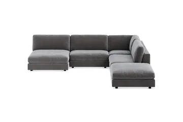 Arken 6-personers Vendbar L-formet Modulhjørnesofa med Chaiselong + Fodskammel i Fløjl