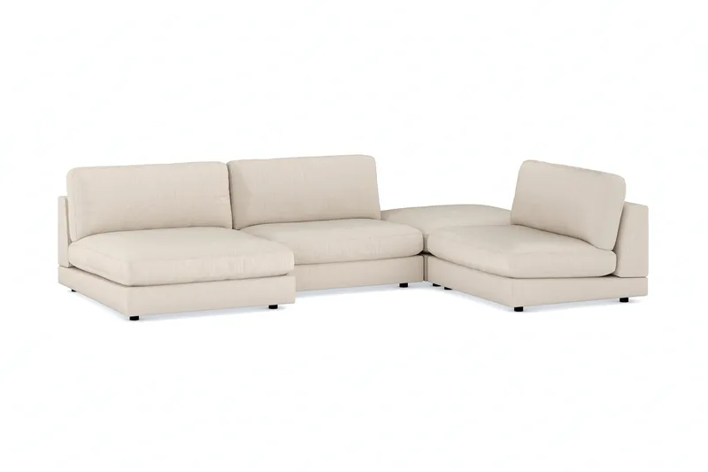 Arken 6-personers U-formet Modulsofa + Fodskammel i Manchester - Beige - Møbler - Sofaer - Modulsofaer - Komplet modulsofa