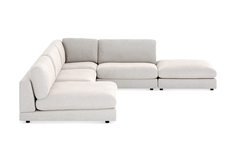 Arken 6-personers Vendbar L-formet Modulhjørnesofa med Chaiselong + Fodskammel i Fløjl - Cremehvid - Møbler - Sofaer - Modulsofaer - Komplet modulsofa