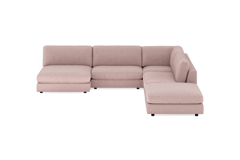 Arken 6-personers Vendbar L-formet Modulhjørnesofa med Chaiselong + Fodskammel i Manchester - Rosa - Møbler - Sofaer - Modulsofaer - Komplet modulsofa