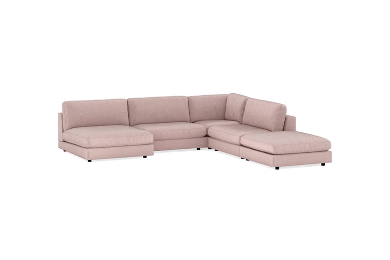 Arken 6-personers Vendbar L-formet Modulhjørnesofa med Chaiselong + Fodskammel i Manchester - Rosa - Møbler - Sofaer - Modulsofaer - Komplet modulsofa