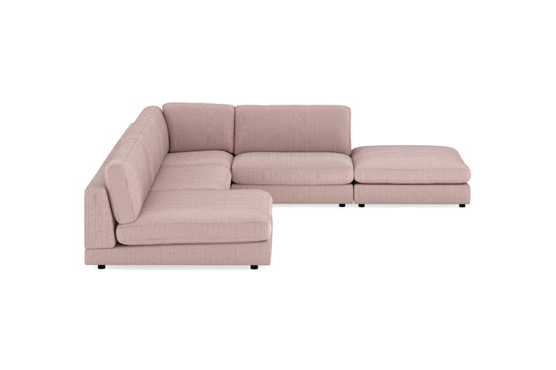 Arken 6-personers Vendbar L-formet Modulhjørnesofa med Chaiselong + Fodskammel i Manchester - Rosa - Møbler - Sofaer - Modulsofaer - Komplet modulsofa