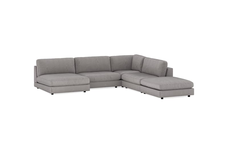 Arken 6-personers Vendbar L-formet Modulhjørnesofa med Chaiselong + Fodskammel i Manchester - Mørkegrå - Møbler - Sofaer - Modulsofaer - Komplet modulsofa