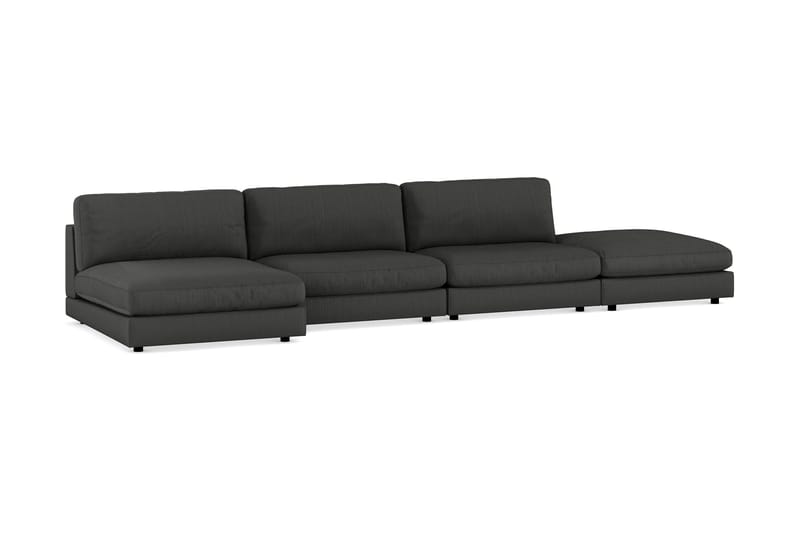 Arken 6-personers Vendbar U-formet Modulsofa med Chaiselong + Fodskammel i Manchester - Mørkegrå - Møbler - Sofaer - Modulsofaer - Komplet modulsofa