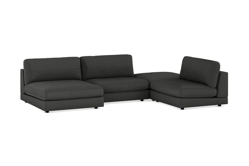 Arken 6-personers U-formet Modulsofa + Fodskammel i Manchester - Mørkegrå - Møbler - Sofaer - Modulsofaer - Komplet modulsofa