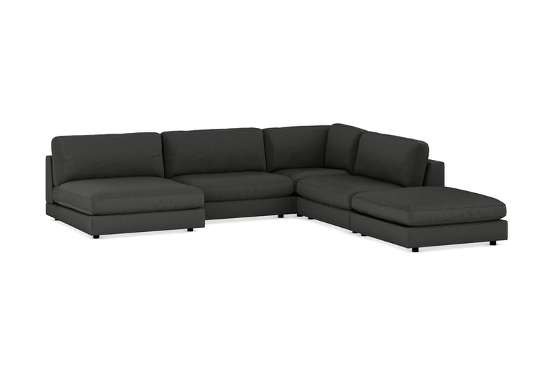 Arken 6-personers Vendbar L-formet Modulhjørnesofa med Chaiselong + Fodskammel i Manchester - Mørkegrå - Møbler - Sofaer - Modulsofaer - Komplet modulsofa