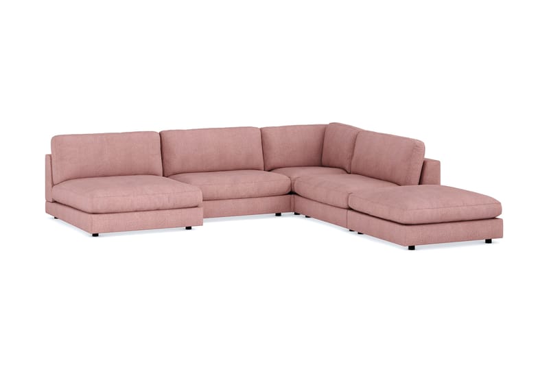Arken 6-personers Vendbar L-formet Modulhjørnesofa med Chaiselong + Fodskammel i Stof - Rosa - Møbler - Sofaer - Modulsofaer - Komplet modulsofa