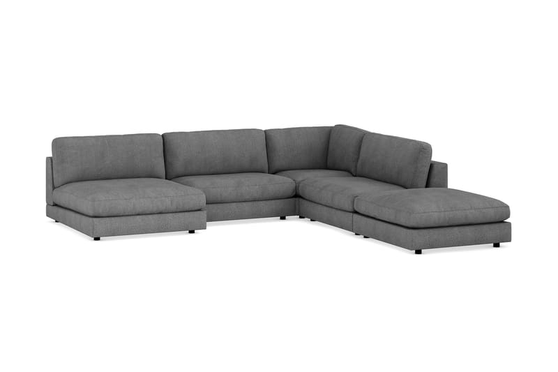 Arken 6-personers Vendbar L-formet Modulhjørnesofa med Chaiselong + Fodskammel i Stof - Mørkegrå - Møbler - Sofaer - Modulsofaer - Komplet modulsofa