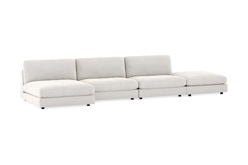 Arken 6-personers Vendbar U-formet Modulsofa med Chaiselong + Fodskammel i Fløjl - Cremehvid - Møbler - Sofaer - Modulsofaer - Komplet modulsofa