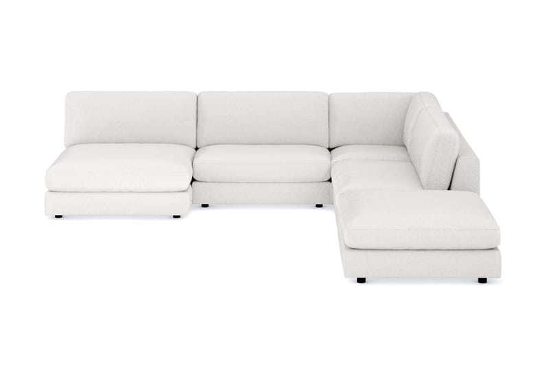 Arken 6-personers Vendbar L-formet Modulhjørnesofa med Chaiselong + Fodskammel i Bouclé - Hvid - Møbler - Sofaer - Modulsofaer - Komplet modulsofa
