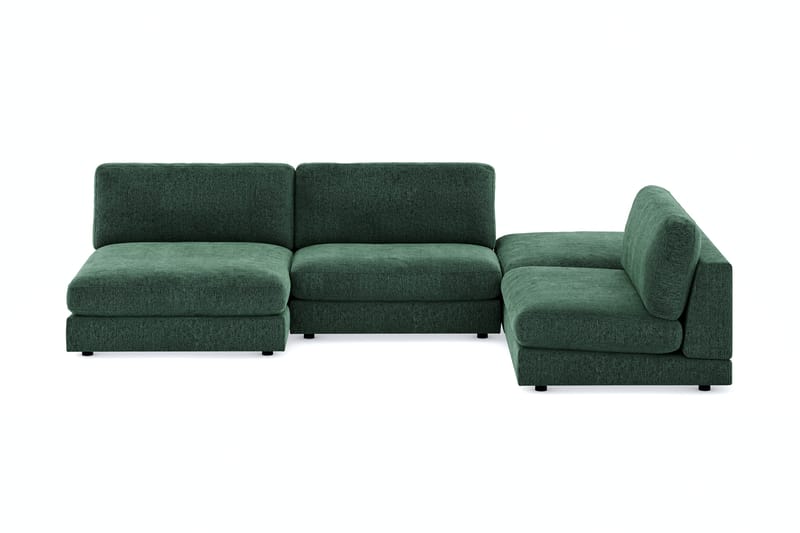 Arken 6-personers U-formet Modulsofa + Fodskammel i Fløjl - Mørkegrøn - Møbler - Sofaer - Modulsofaer - Komplet modulsofa