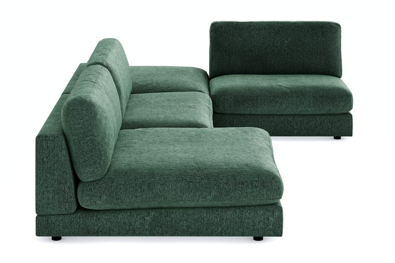 Arken 6-personers U-formet Modulsofa + Fodskammel i Fløjl - Mørkegrøn - Møbler - Sofaer - Modulsofaer - Komplet modulsofa