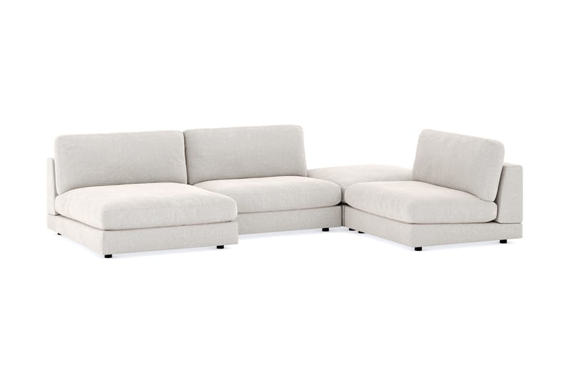Arken 6-personers U-formet Modulsofa + Fodskammel i Fløjl - Cremehvid - Møbler - Sofaer - Modulsofaer - Komplet modulsofa