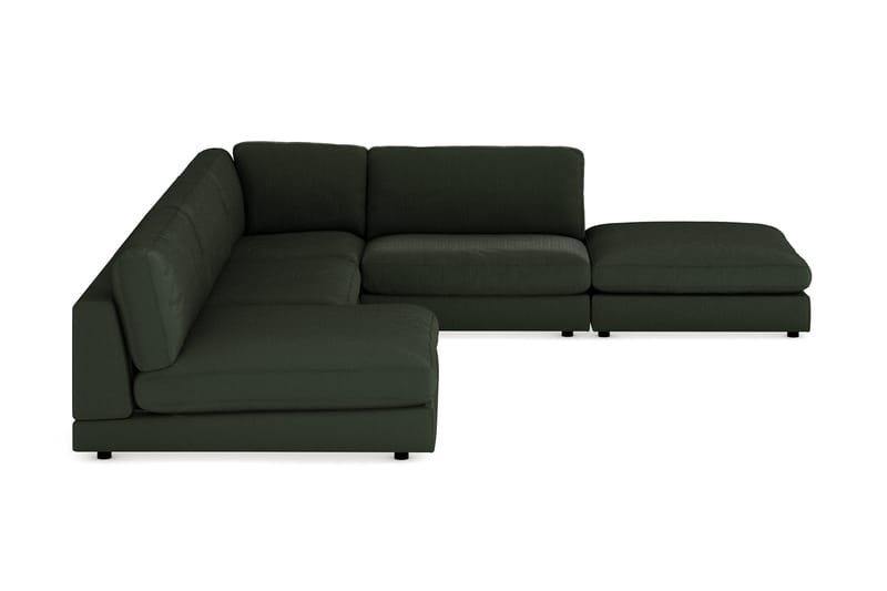 Arken 6-personers Vendbar L-formet Modulhjørnesofa med Chaiselong + Fodskammel i Manchester - Mørkegrøn - Møbler - Sofaer - Modulsofaer - Komplet modulsofa